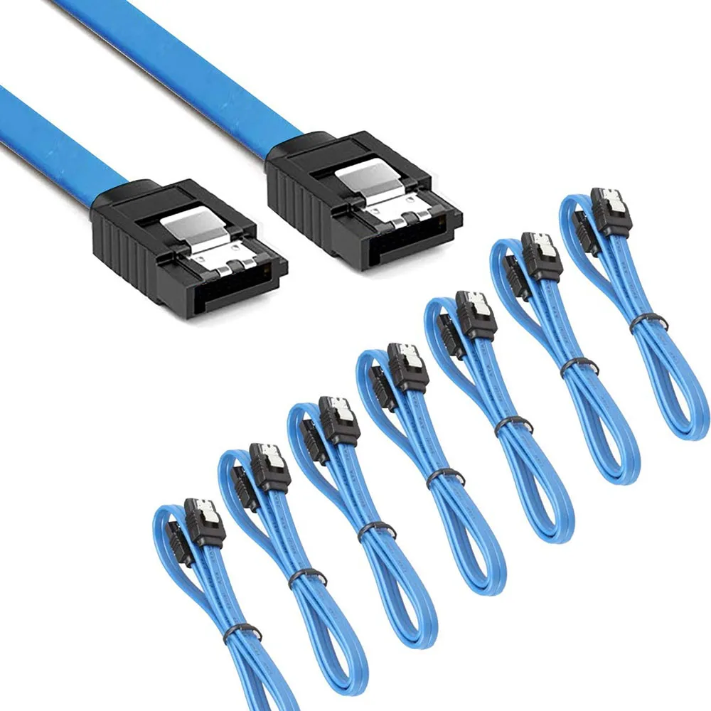 12 Pack 90 Degree Right-Angle / Straight SATA III HDD SDD Cable 6.0 Gbps With Locking Latch 16Inch For SATA HDD, SSD, CD Driver