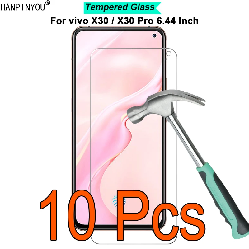 

10 Pcs/Lot For vivo X30 / Pro X30Pro 6.44" 9H Hardness 2.5D Ultra-thin Toughened Full Cover Tempered Glass Film Screen Protector