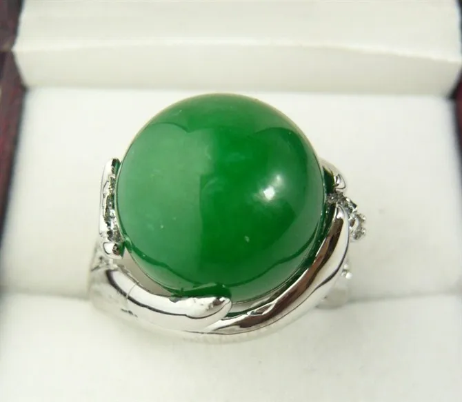 

wholesale simple style 12mm green Natural jade fashion ring(#7.8.9)
