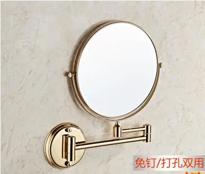 Выдвижное увеличительное настенное зеркало для ванной комнаты, настенный светильник, косметическое зеркало для ванной, умные зеркала pf101506 - Цвет: 8inch round golden