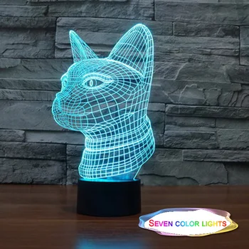 

3D lights Gradient Night Light Cat 3D LED Bedroom Table 7 Color Changing illusion Atmosphere Lamp Party Lighting Decor Gifts