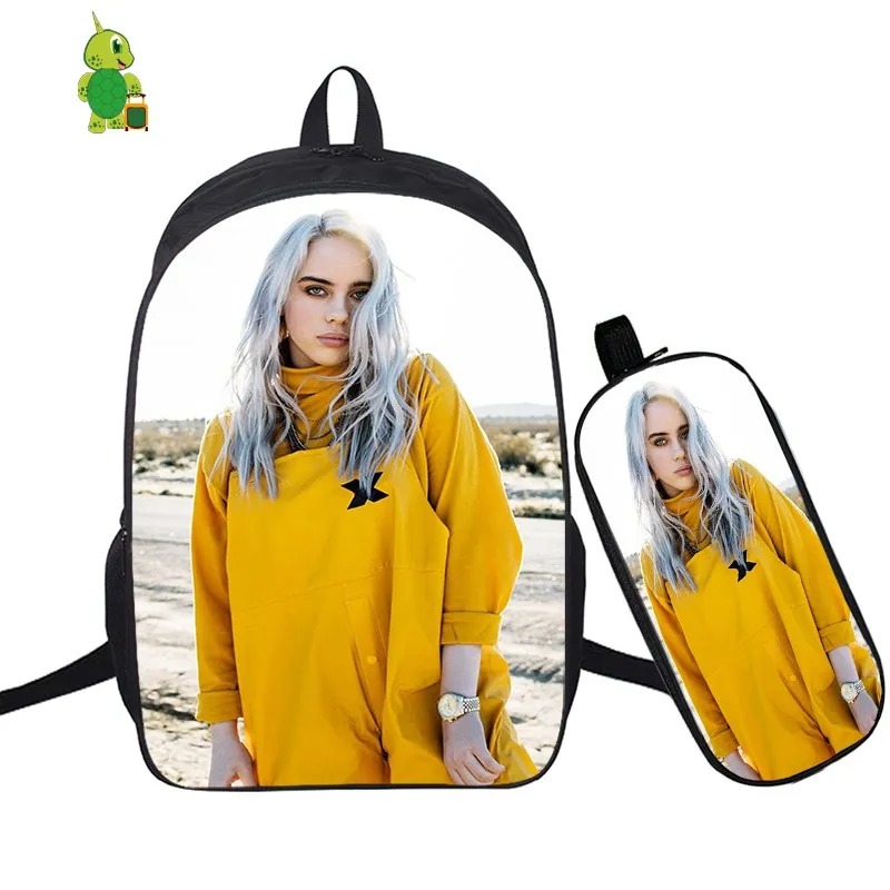 24 В стиле «хип-хоп» Billie Eilish 2 шт./компл. рюкзак школьные сумки для подростков мальчиков и девочек студенты рюкзак для ноутбука Карандаш Чехол дорожные сумки - Цвет: 24
