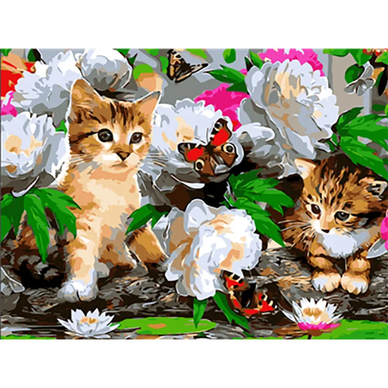 Кошка абстрактная картина в рамке номер пронумерованная масляная краска DIY Краска по номерам Раскраска по номерам красочные украшения для дома в виде животных - Цвет: Painting By Numbers4