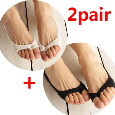 Color F 2pair Женские носки-башмачки с открытым носком, невидимые Нескользящие хлопковые низкие носки, женские летние тонкие дышащие носки на высоком каблуке, тапочки, Sokken - Цвет: Color F 2pair