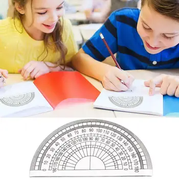 

5pcs Semicircular Protractor Transparent Plastic Protractor Tool Student Math Angle Measurement Triangle Painting Ruler Too R0E5