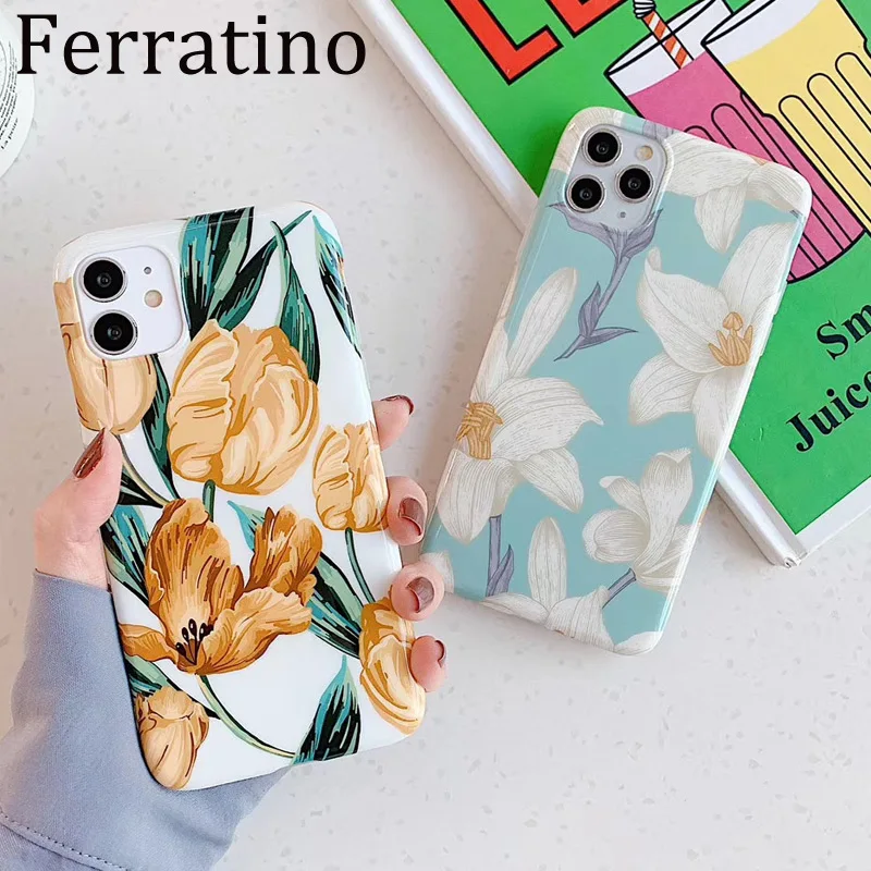 Summer Yellow Tulip Lily Flower Phone Case For iPhone 11 Pro XS Max XR X 6 6S 7 8 Plus Soft Silicone Fashion illustration Cover | Мобильные