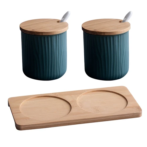 2PCS SET C Керамический горшок для приправ, креативная бутылка для хранения, Скандинавская Бытовая коробка для приправ, емкость для соли, кухонные принадлежности, комбинированный набор - Цвет: 2PCS SET C