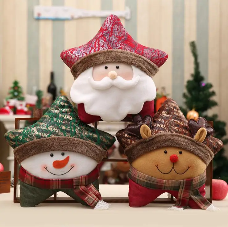 

Brand New Christmas Decoration Gift Five-star Cushion Snowman Santa Elk Cartoon Back Cushion Home Xmas Supplies