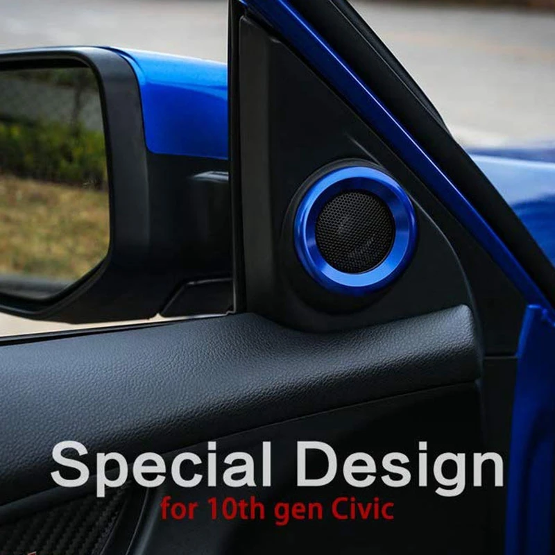 Для 10Th Gen Civic стойки кольца динамиков анодированный Алюминий двери автомобиля Аудио Громкий Динамик украшения круг планки для Honda Civic