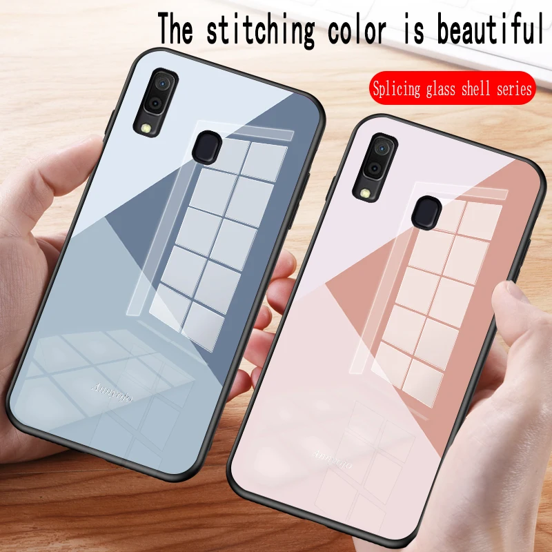 Suitable for Samsung Galaxy A10 m11 A10e Stitching color tempered glass phone case A10s A20 A30 A20e designer | Мобильные телефоны