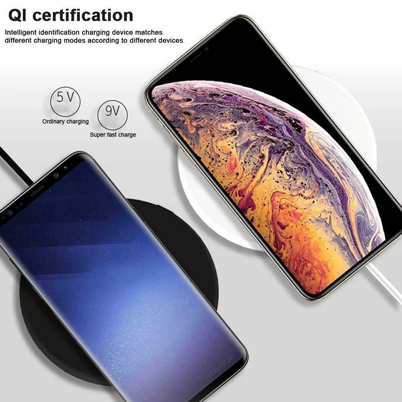QI Беспроводное быстрое зарядное устройство для samsung Note 10 9 8 S10 S9 S8 Беспроводное зарядное устройство для iPhone 11 Pro Max XR XS X Chargeur Sans Fil