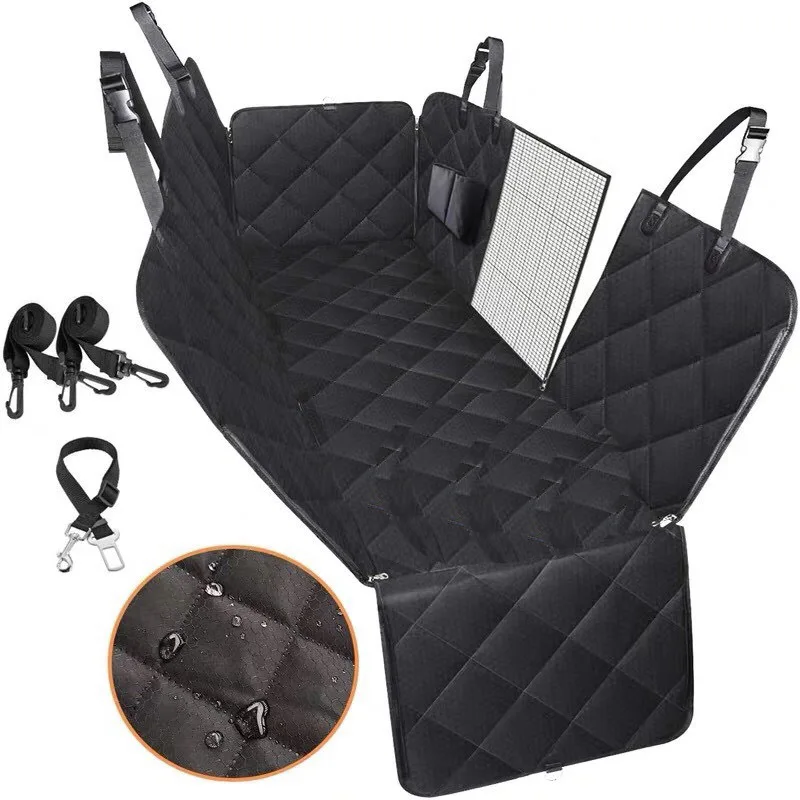 Protector para asiento de coche para perros y 100%, estera de viaje impermeable, malla, hamaca, cojín con cremallera y bolsillo