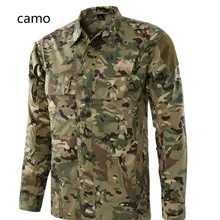 Мужская Боевая тренировочная камуфляжная с длинным рукавом Мужская Уличная походная Рыбалка Ткань в клеточку износостойкие камуфляжные дышащие рубашки-милитари