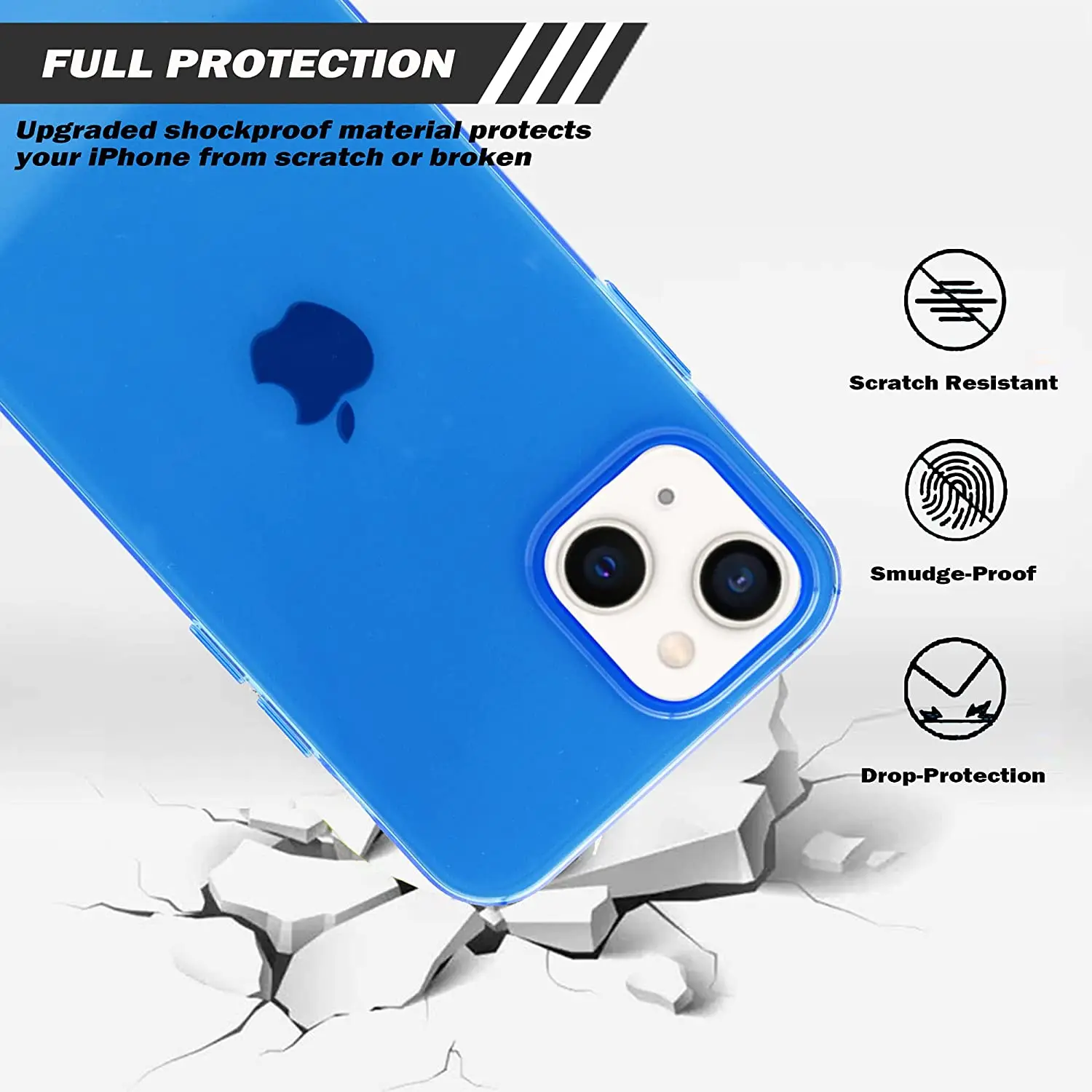 Blue Clear Case For iPhone 16 15 Plus 13 Pro Max 12 Mini 11