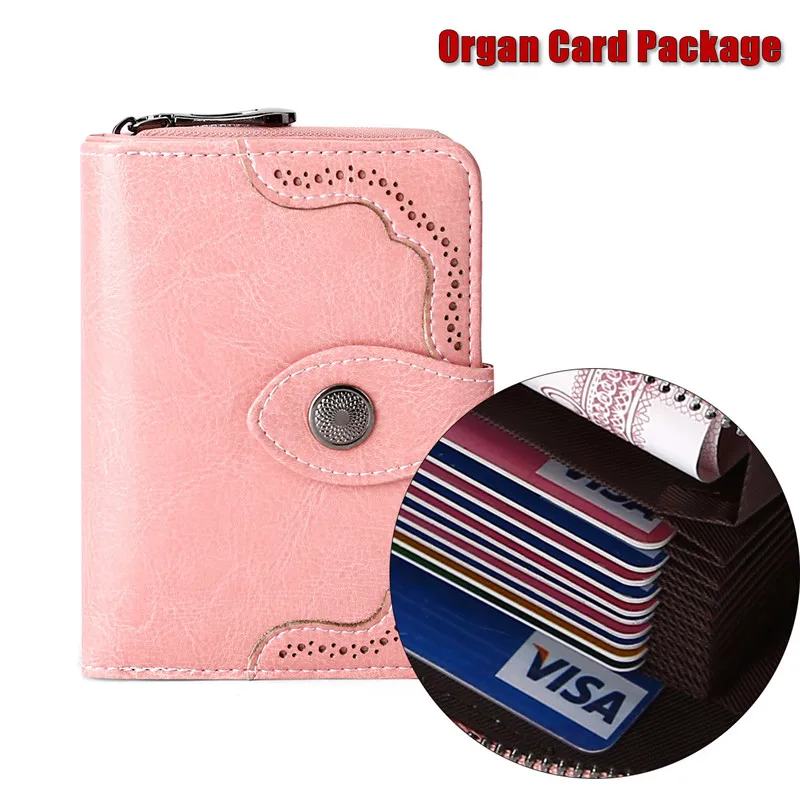 New Women's Credit Card Holder Fashion Design Short Wallet High Quality Genuine Leather ID Cards Case Wallet Cwohide Purse Bag