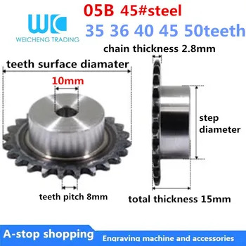 

1pc 05B sprocket 35 36 40 45 50 teet spot 45 steel tooth surface quenching / 2.5 points sprocket pitch 8MM special price