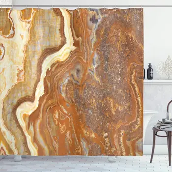 

Marble Shower Curtain Unique Earthen Toned Mother Earth Elegance Natural Travertine Display Fabric Bathroom Decor Set