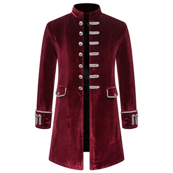 

Mens Gothic Korean Velvet Long Jacket Vintage Stand Steampunk Trench Coats For Party Retro Autumn Winter Long Overcoats Outwear