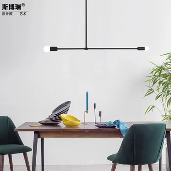 

Line Lamp Post Modern Personality Originality Restaurant Bar Counter Kitchen Model House One Word Straight Line A Chandelier