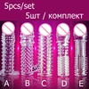 5 Pcs/Set Penis Extender Sleeve Crystal Condom High Elasticity Reusable Condom Delay Ejaculation Sex Toys For Men Intimate Goods 1
