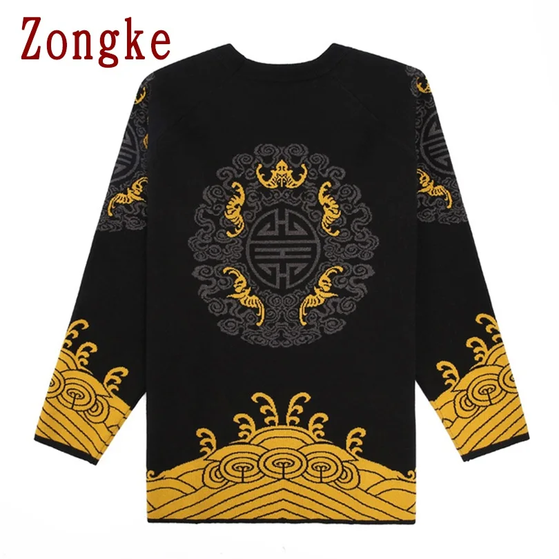 Zongke, китайский стиль, зимний свитер, Мужское пальто, пуловер и свитер для мужчин, зимние мужские свитера на осень, новая мужская одежда, XXXL