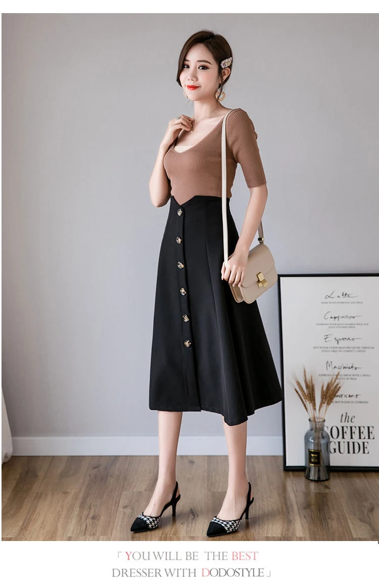 Юбки faldas mujer женские осенне-зимние moda офисные миди длинные черные винтажные Ретро уличные юбки с высокой талией jupe женские