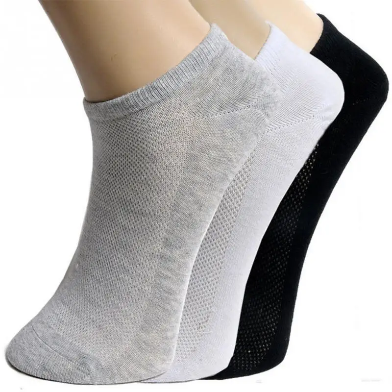 

20Pcs=10Pair Men Short Socks Spring Summer Breathable Men's Ankle Socks Invisible Mesh Solid High Quality Male Boat Socks Black