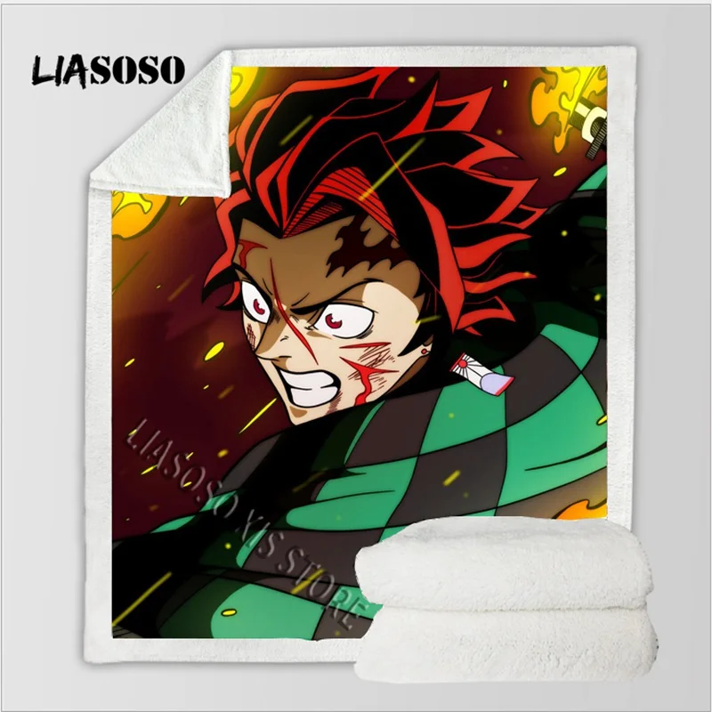Постельные принадлежности одеяло 3D принт аниме Kimetsu no Yaiba шерпа флисовое Покрывало Диван тонкое одеяло путешествия Пикник Туризм одеяло s - Цвет: 12