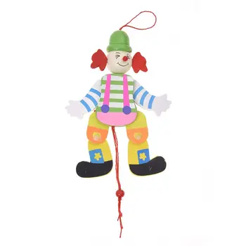 

Wooden Clown Pull String Toy Arms Legs Go Up and Down Kids Toy - Random Color