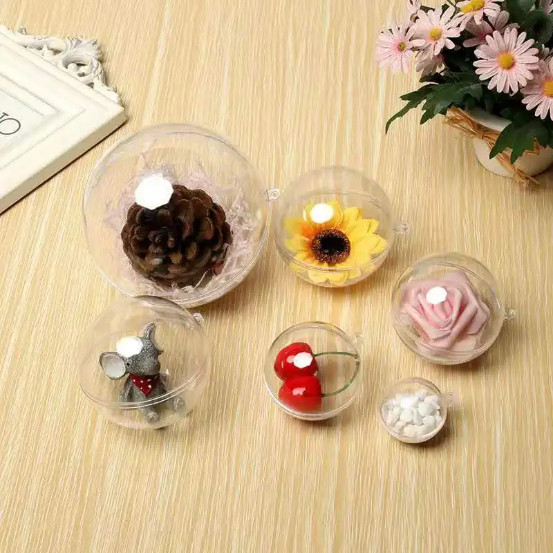 

1/5Pcs Christmas Tress Deco Ball Candy Boxes Transparent Open Plastic Clear Bauble Ornament Gift Bauble Xmas Party Supplies
