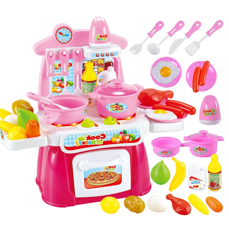 Children Play House Kitchen Toy GIRL'S Cooking Kitchenware Tableware Set Play House Toys Kids