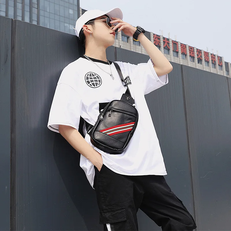 

Outdoor single shoulder bag back backpack Korean version of men's bag small soft leather chest bag
