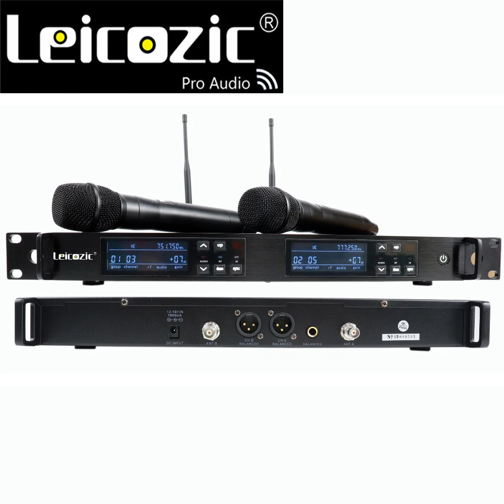 Profissional sem Fio Microfone sem Fio Duplo de Leikozic Mikrafon Microfone Inalambricos Profesionales Mike 751-800 Mhz