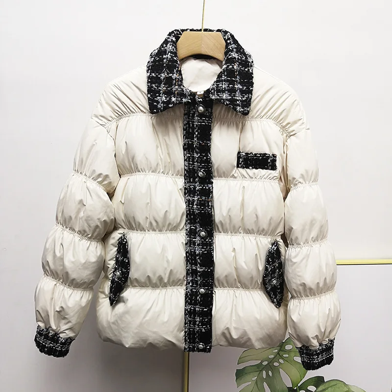 

Soft down coats Winter fashion Warm white duck down coat female was thin hit color thick Down Warm Jacket warm Parkas F800