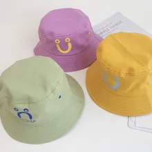 Улыбка лицо уличная Панама унисекс хлопок вышивка рыбалка солнцезащитный ведро шляпа Повседневная мужская и женская Рыбацкая шляпа#3