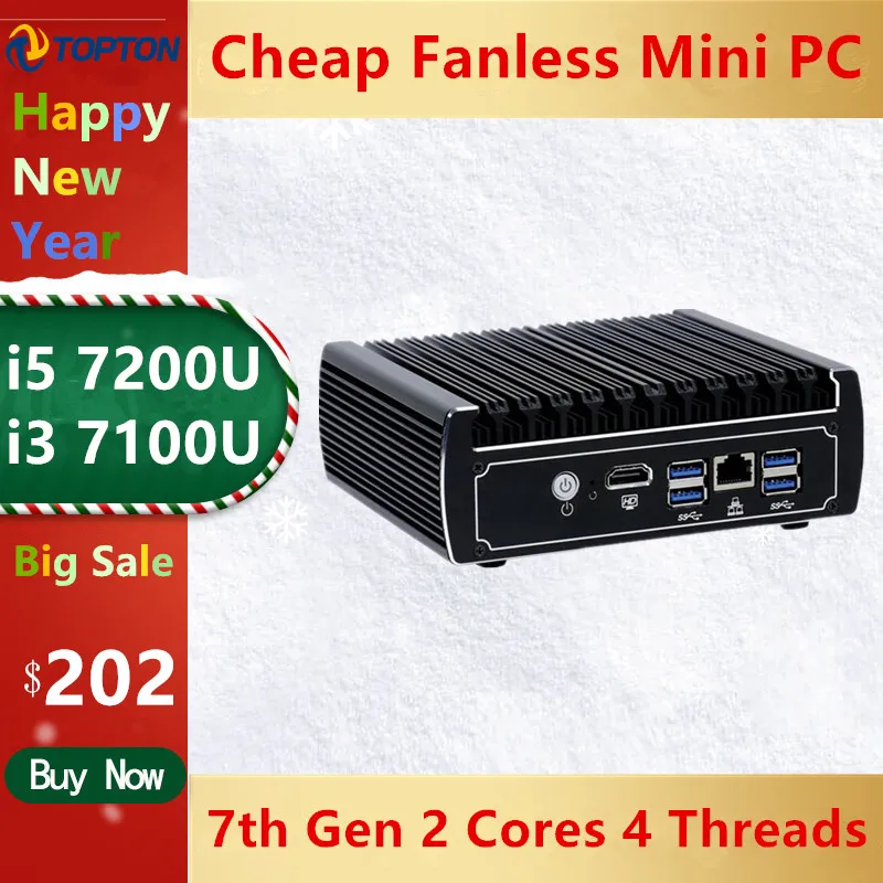 Мини ПК Intel Core i5 7200U /i3 7100U без вентилятора Pfsense 6 дюймов|Мини ПК| |
