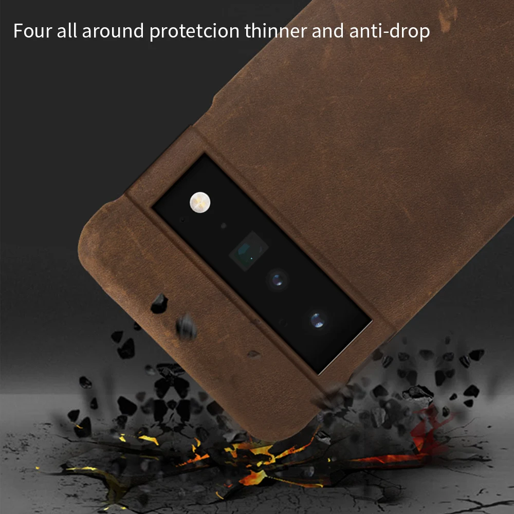 Genuine PULL-UP Leather Phone Case for Google Pixel 8 7 6 Pro 7A 6 6A 8Pro Half-Inclusive Protection Retro Crazy Horse Cover