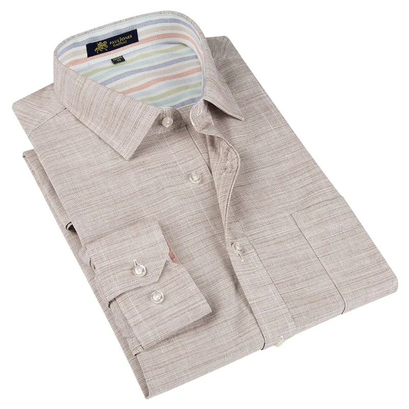 Мужская льняная приталенная блуза с квадратным вырезом длинным рукавом и |