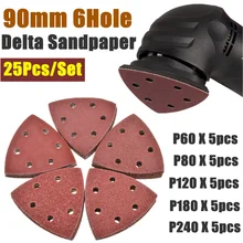 Disques abrasifs pour ponceuse Delta, grain 40 1000, grain 90mm, 6 trous, crochet et boucle, 25 pièces