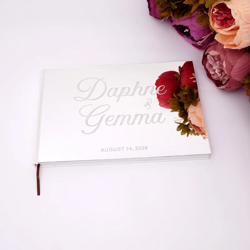 25x18cm Wedding Horizontal Signature Guestbook Acrylic Mirror White Blank Personalized Books Party Favors Bride Gifts