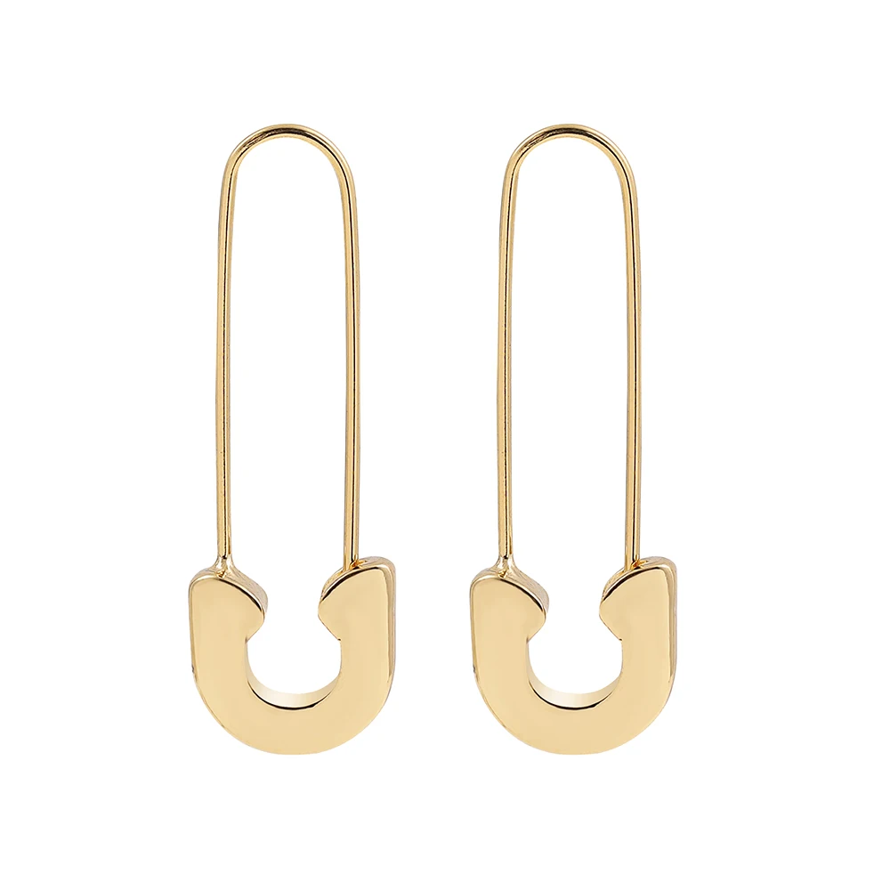 Punk Rock Gold Color Metal Safety Pin Stud Earrings for Women Fashion Paper Clip Piercing Earrings Statement Jewelry Accessories