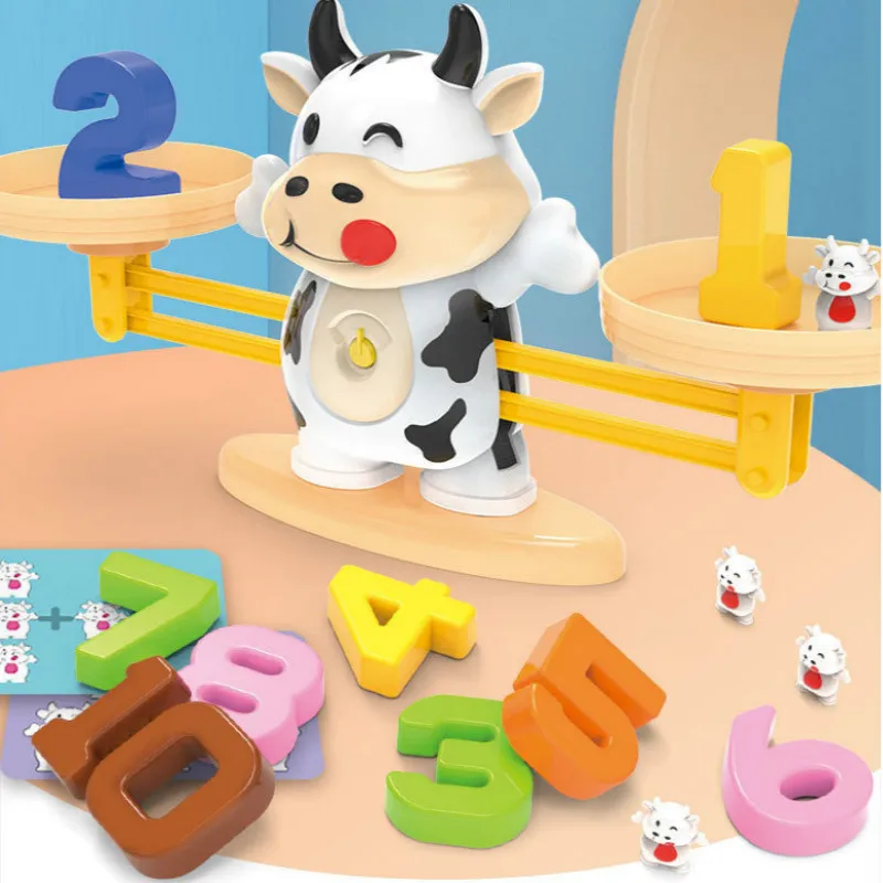 

Montessori Children's Toys Tianping Cattle Math Animal Match Balancing Scale Learning Educational Toys Montessori Balance Games