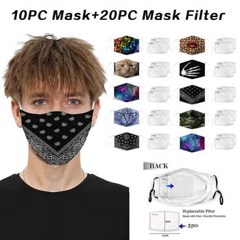 

10Pcs Lot Anti Dust Fabric Masks Face Mouth Cover PM2.5 Mask Respirator Dustproof Washable Reusable Comfy Masks +20pc Filter 914