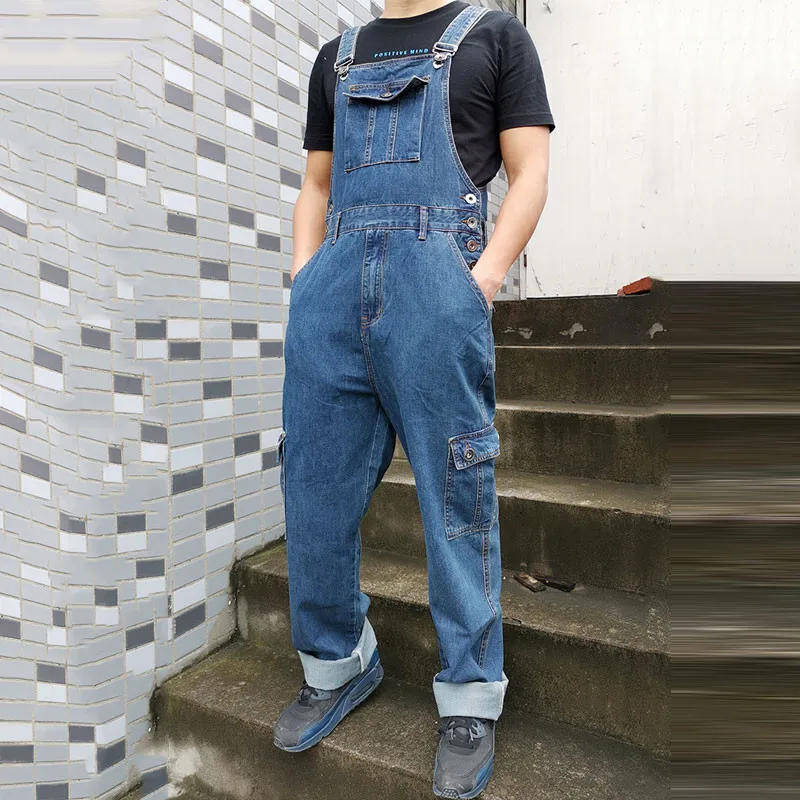 Jeans Men Men's Denim Overalls Men's Overalls Jumpsuit Multi-pocket strap Straight pants Blue jeans More sizes 30-44 46 Jeans Men Men's Denim Overalls Men's Overalls Jumpsuit Multi-pocket strap Straight pants Blue jeans More sizes 30-44 46