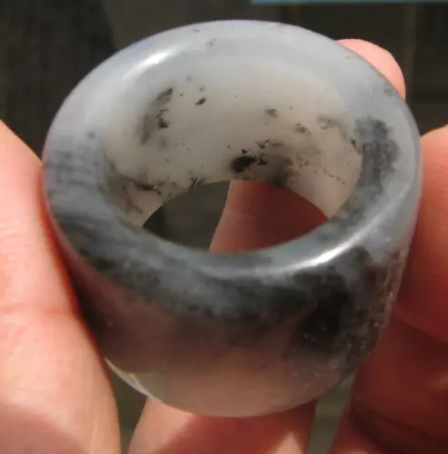 0x old antique natural gray stone hand carved thumb ring | Украшения и аксессуары
