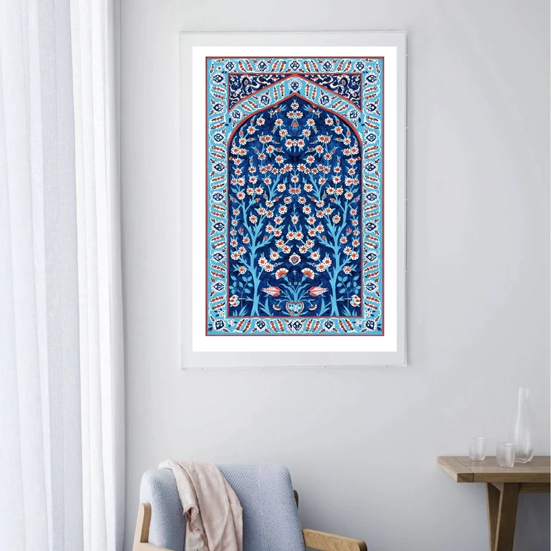 Turkish-Tile-Tree-of-Life-Watercolor-Painting-Prints-Traditional-Ottoman-Floral-Wall-Art-Picture-Canvas-Poster