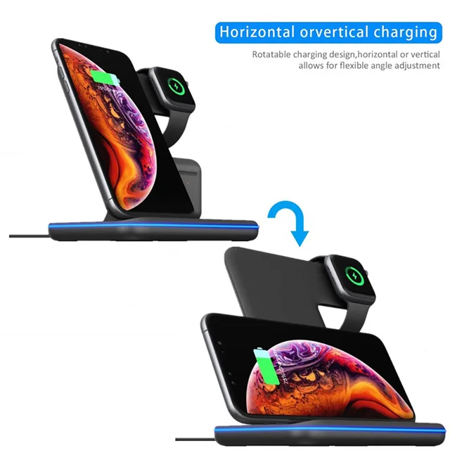15W Fast Qi Wireless Charger Stand For iPhone 12 11 XS XR X 8 3 in 1 Charging Dock Station for Apple Watch 6 SE 5 4 Airpods Pro 3