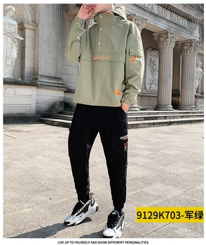 

Men Hoodies Tracksuit with Pockets Autumn Casual Plain Waterproof Tracksuit for Gym Windbreaker Set Pants Sweatshirt Male HH50TZ