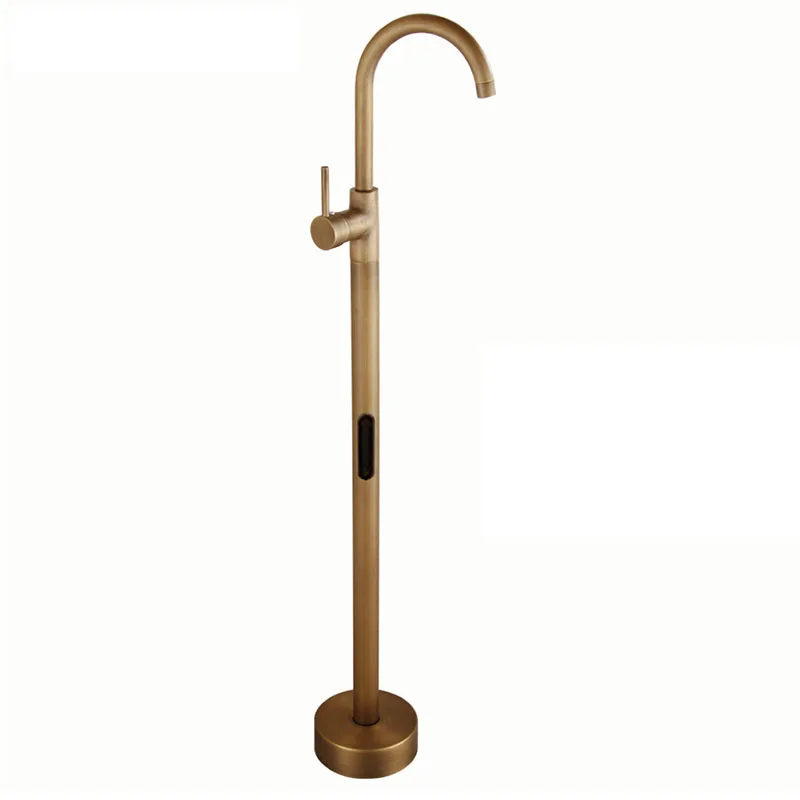 IMPEU Floor Mounted Standing Bathtub Faucet Single Handle Mixer Tap with Handheld Shower, 2 Handle Mixer, Antique Bronze - Цвет: 1 Handle Faucet B