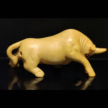 

CQ088 - 2" Hand Carved Boxwood Netsuke Figurine Carving: Buffalo Ox